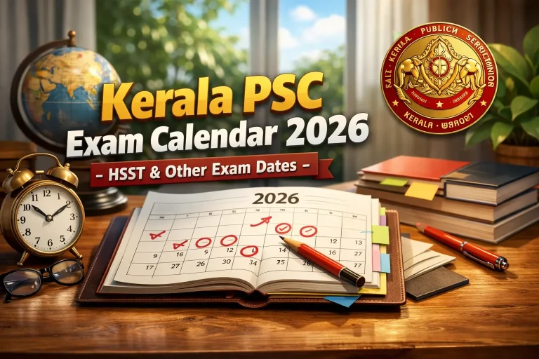 Kerala PSC Exam Calendar 2026 - HSST & Other Exam Dates