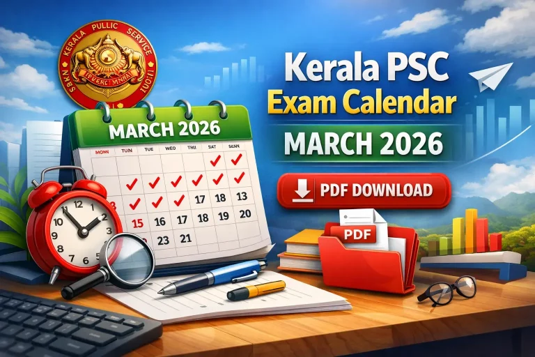 Kerala PSC Exam Calendar March 2026 - PDF Download